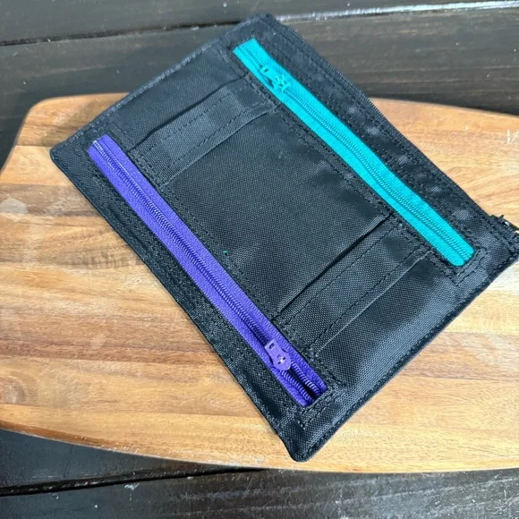 Baggallini Passport and Currency Bag Nylon Zipper Pockets Travel Neon - Picture 2 of 6